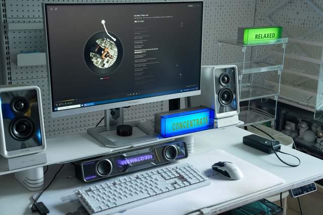 lo SoundBar点亮你的桌面新纪元爱游戏光影律动音浪来袭！漫步者花再Ha(图7)